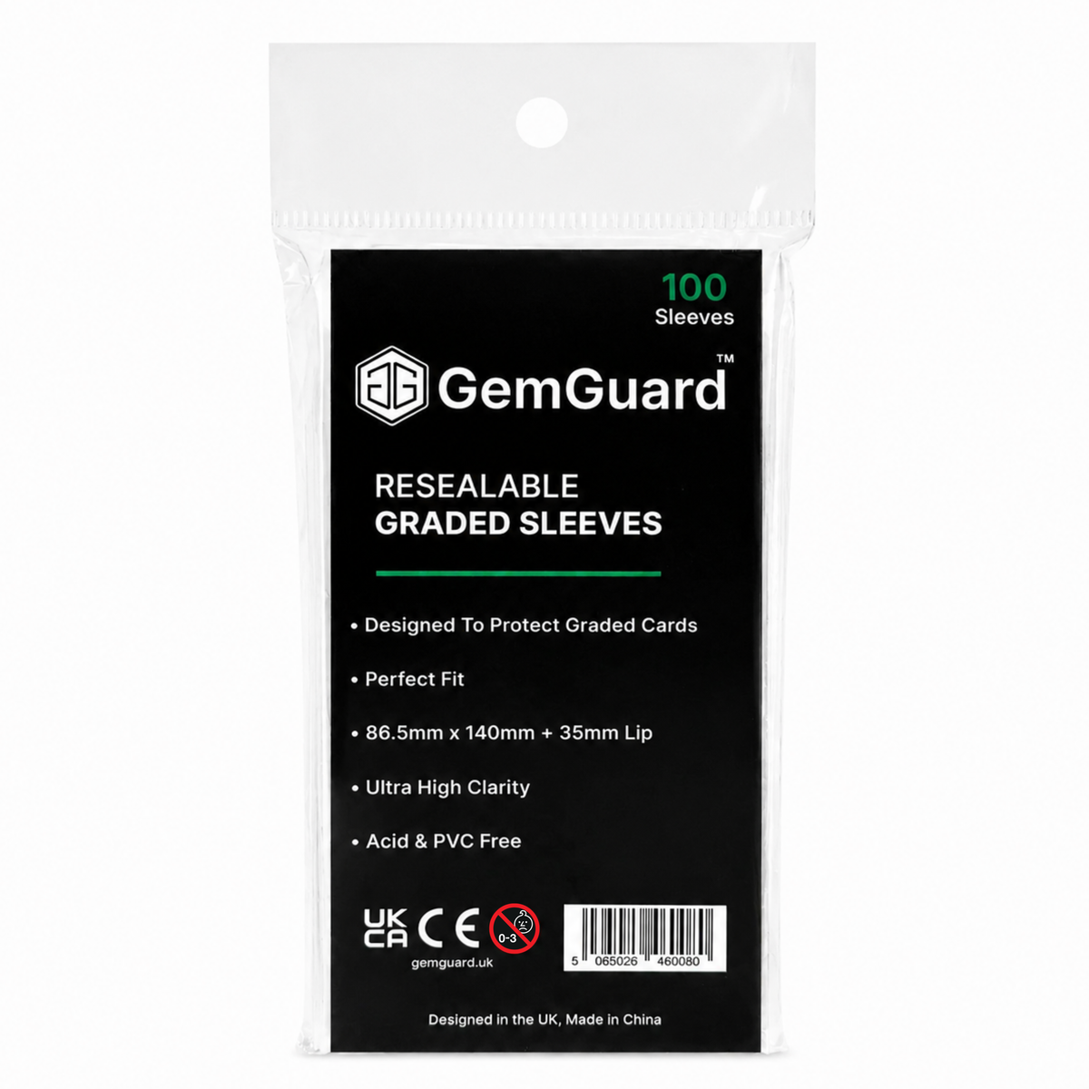 GemGuard PSA-Compatible Resealable Slab Sleeves (100)